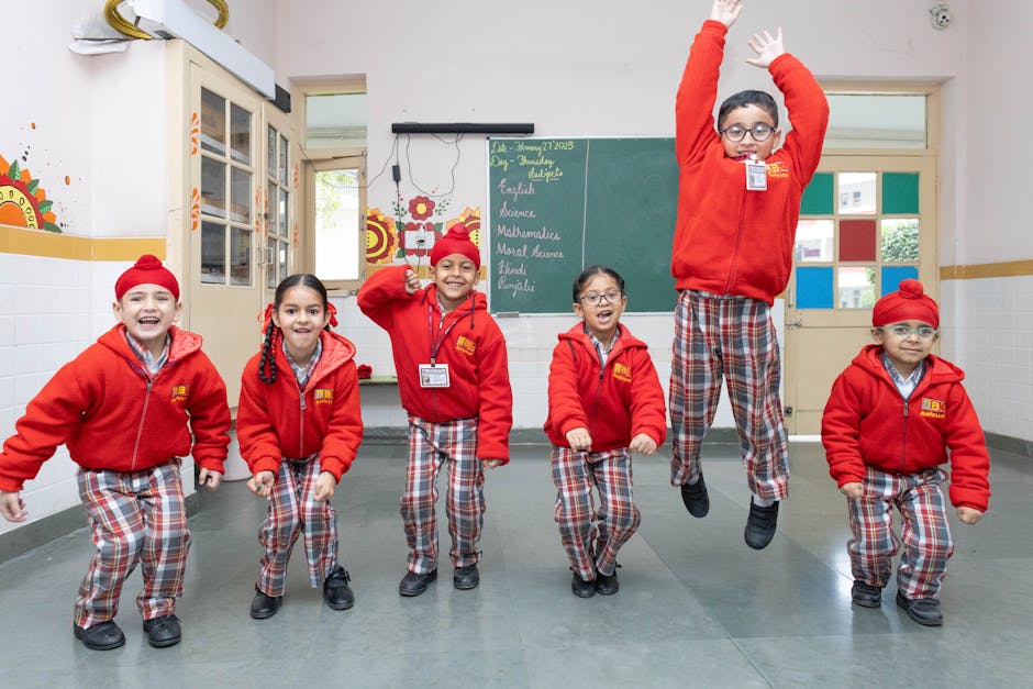 Kids jumping active school